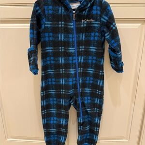 Columbia Toddler One Piece Fleece Snowsuit in Blue and Black plaid